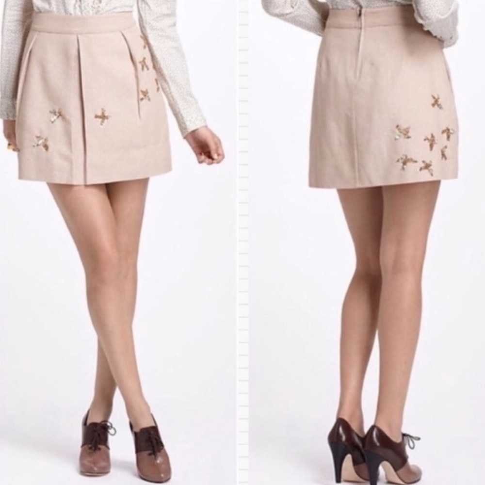 Anthropologie Leifnotes Migration Sequin Birds Skirt
